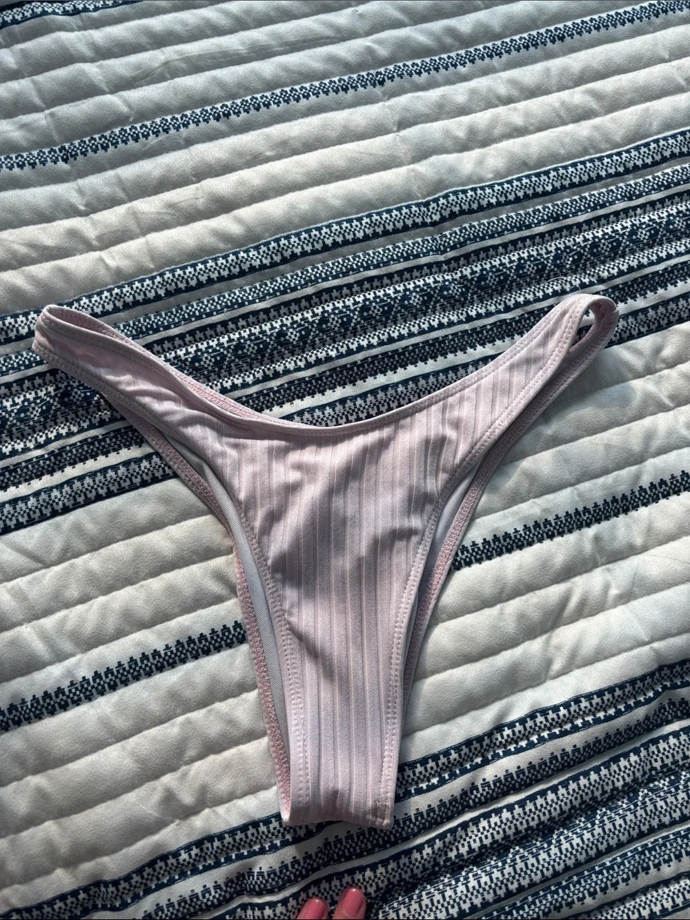 Aerie Women’s Ribbed Light Pink Bikini Bottom - Classic Cut
